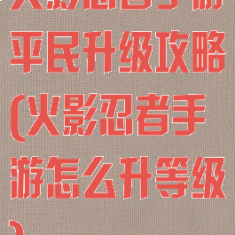 火影忍者手游平民升级攻略(火影忍者手游怎么升等级)