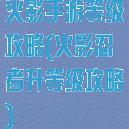 火影手游等级攻略(火影忍者升等级攻略)