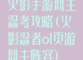 火影手游风主忍考攻略(火影忍者ol页游风主阵容)