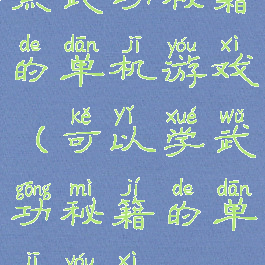 点武功秘籍的单机游戏(可以学武功秘籍的单机游戏)