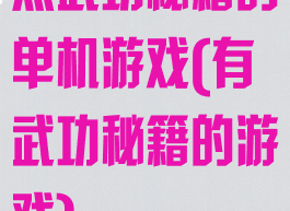 点武功秘籍的单机游戏(有武功秘籍的游戏)