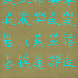 热血传奇单机版升级攻略(热血传奇快速升级)