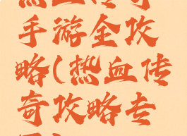 热血传奇手游全攻略(热血传奇攻略专区)