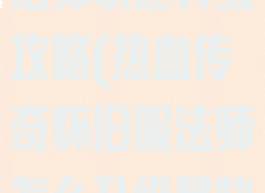 热血传奇手游法师快速升级攻略(热血传奇怀旧服法师怎么升级最快)