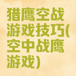 猎鹰空战游戏技巧(空中战鹰游戏)