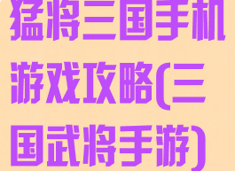 猛将三国手机游戏攻略(三国武将手游)