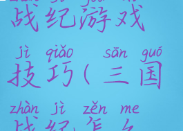 电玩城三国战纪游戏技巧(三国战纪怎么玩?)