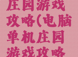 电脑单机庄园游戏攻略(电脑单机庄园游戏攻略视频)