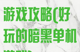 电脑单机暗黑游戏攻略(好玩的暗黑单机游戏)