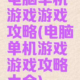 电脑单机游戏游戏攻略(电脑单机游戏游戏攻略大全)