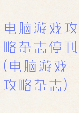 电脑游戏攻略杂志停刊(电脑游戏攻略杂志)