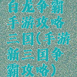 白龙争霸手游攻略三国(手游新三国争霸攻略)