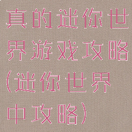真的迷你世界游戏攻略(迷你世界中攻略)