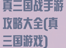 真三国战手游攻略大全(真三国游戏)