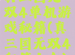 真三国无双4单机游戏秘籍(真三国无双4秘籍大全)