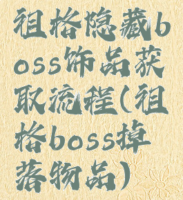 祖格隐藏boss饰品获取流程(祖格boss掉落物品)