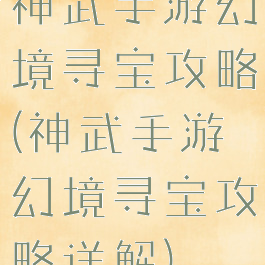 神武手游幻境寻宝攻略(神武手游幻境寻宝攻略详解)