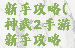 神武2手游新手攻略(神武2手游新手攻略图)