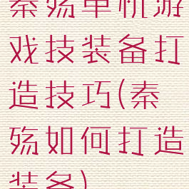 秦殇单机游戏技装备打造技巧(秦殇如何打造装备)