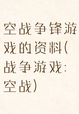 空战争锋游戏的资料(战争游戏:空战)