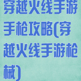 穿越火线手游手枪攻略(穿越火线手游枪械)