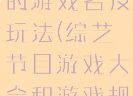 综艺节目上的游戏名及玩法(综艺节目游戏大全和游戏规则)