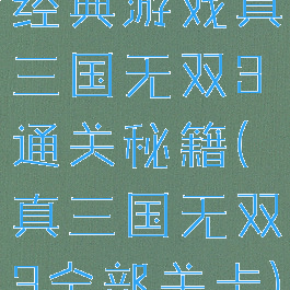 经典游戏真三国无双3通关秘籍(真三国无双3全部关卡)