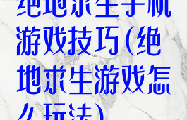 绝地求生手机游戏技巧(绝地求生游戏怎么玩法)