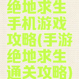 绝地求生手机游戏攻略(手游绝地求生通关攻略)