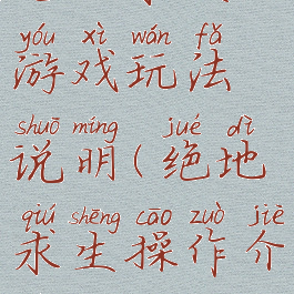 绝地求生游戏玩法说明(绝地求生操作介绍)
