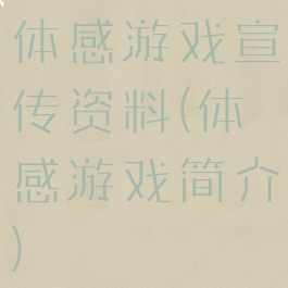 体感游戏宣传资料(体感游戏简介)