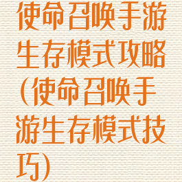 使命召唤手游生存模式攻略(使命召唤手游生存模式技巧)