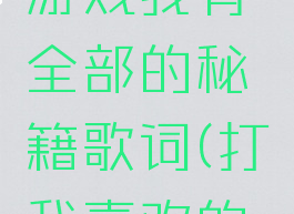你喜欢的游戏我有全部的秘籍歌词(打我喜欢的游戏歌词)