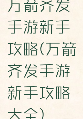 万箭齐发手游新手攻略(万箭齐发手游新手攻略大全)