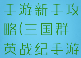 三国群英纪手游新手攻略(三国群英战纪手游攻略)