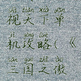 三国之傲视天下单机攻略(《三国之傲视天下》)