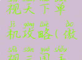三国之傲视天下单机攻略(傲视三国手机版)