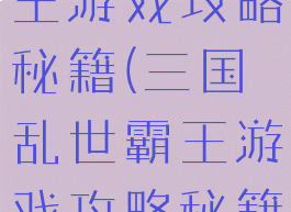三国乱世霸王游戏攻略秘籍(三国乱世霸王游戏攻略秘籍视频)