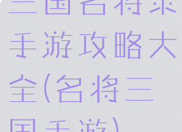 三国名将录手游攻略大全(名将三国手游)