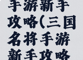 三国名将手游新手攻略(三国名将手游新手攻略大全)