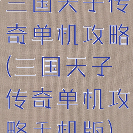 三国天子传奇单机攻略(三国天子传奇单机攻略手机版)