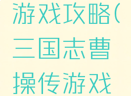 三国志传游戏攻略(三国志曹操传游戏攻略)