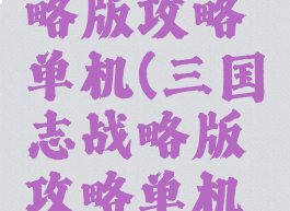 三国志战略版攻略单机(三国志战略版攻略单机游戏)