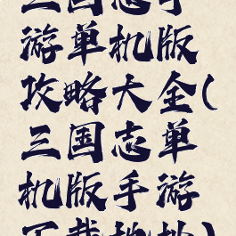 三国志手游单机版攻略大全(三国志单机版手游下载地址)