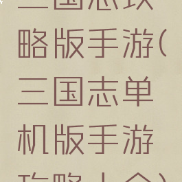 三国志攻略版手游(三国志单机版手游攻略大全)