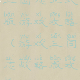 三国志正式版游戏攻略(游戏三国志战略版攻略)