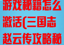 三国志赵云传游戏秘籍怎么激活(三国志赵云传攻略秘籍)