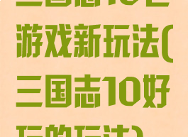 三国志10老游戏新玩法(三国志10好玩的玩法)