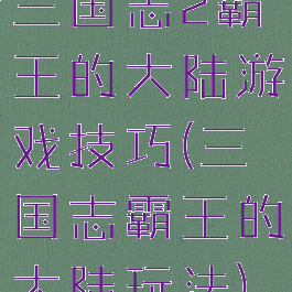 三国志2霸王的大陆游戏技巧(三国志霸王的大陆玩法)