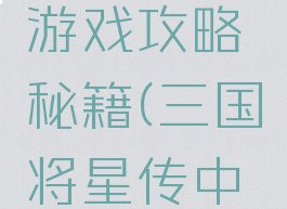 三国将星传奇手游游戏攻略秘籍(三国将星传中原之霸者攻略)